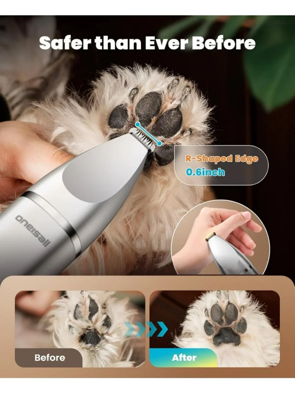 4-in-1 Dog Grooming Kit | LCD Display, Cordless Paw Trimmer & Nail Grinder